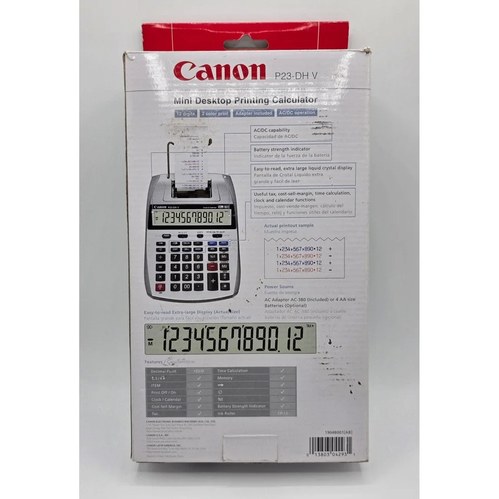 Canon P23-DH V Mini Desktop Printing Calculator 12-Digit 2-Color Print Silver